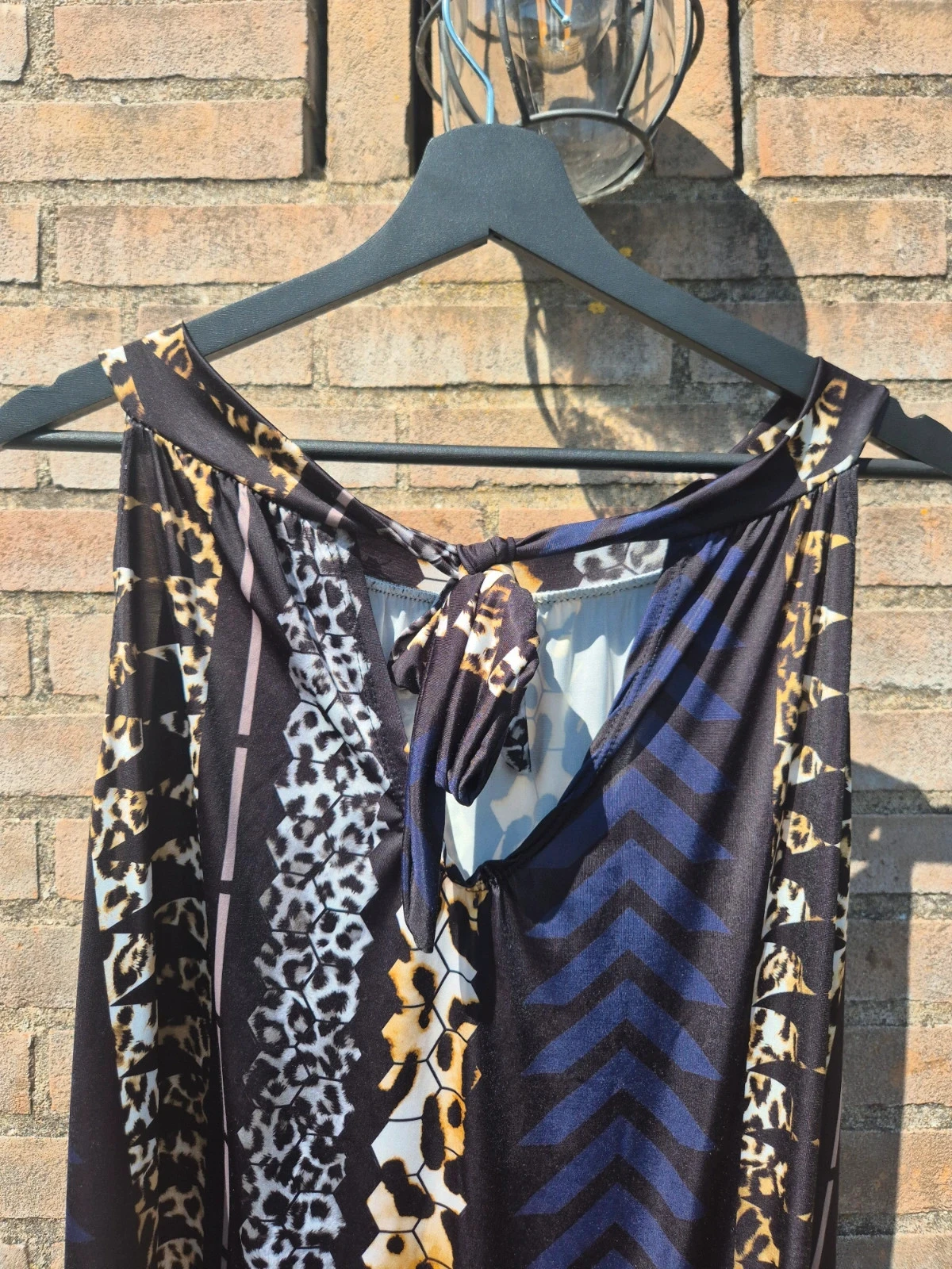 Vestido com mistura de estampas e detalhe de laço – tamanho xl – photo 3